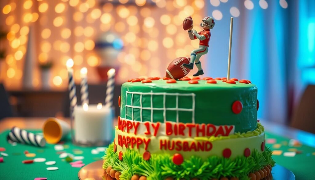 sports birthday cake for husband football
