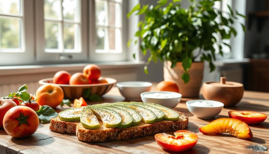 summer breakfast with seasonal produce