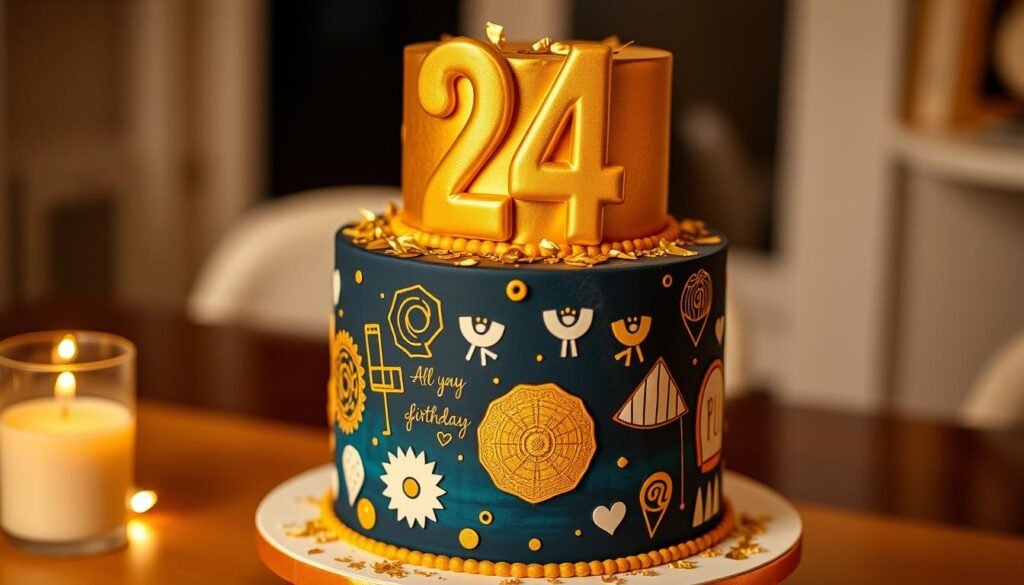themed 24th birthday cake