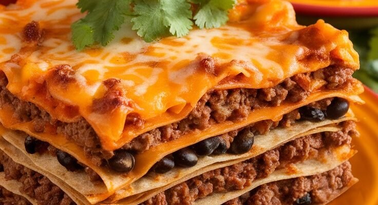 Cheesy Layered Mexican Lasagna Recipe