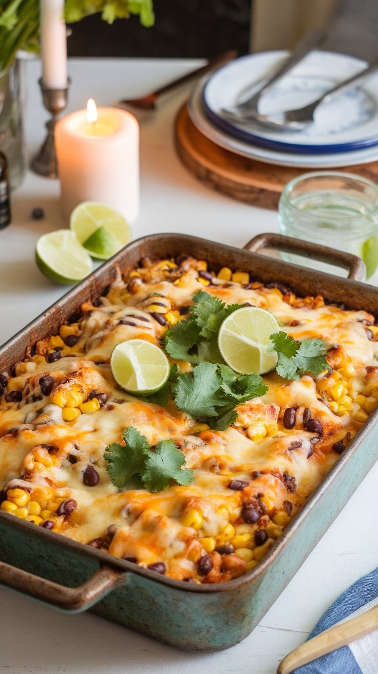 Cheesy Mexican Street Corn Taco Casserole