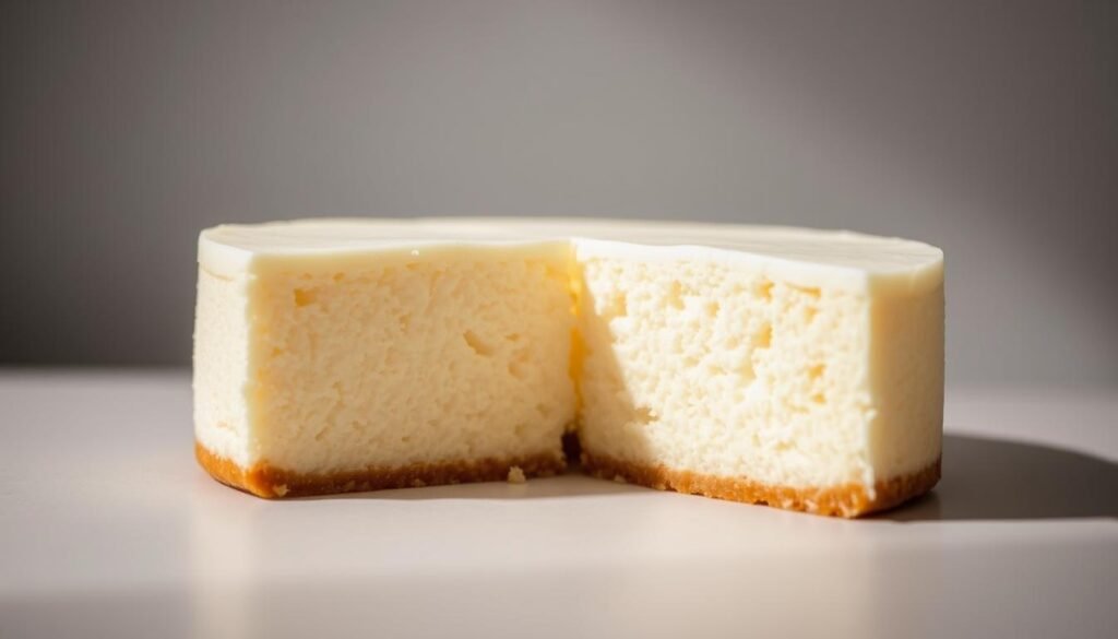 A delicate, fluffy Japanese-style cheesecake, sliced to reveal its light, jiggly interior. A smooth, creamy surface glistens under soft, directional lighting, casting subtle shadows that accentuate the cake's pillowy texture. The foreground presents the cheesecake's tantalizing cross-section, while the middle ground showcases the cake's airy, cloud-like structure. The background fades into a minimalist, neutral tone, allowing the cheesecake to be the sole focus of attention. This image captures the secrets to achieving the perfect fluffy, jiggly cheesecake - a balance of delicate ingredients, precise technique, and careful baking. A delicate, fluffy Japanese-style cheesecake, sliced to reveal its light, jiggly interior. A smooth, creamy surface glistens under soft, directional lighting, casting subtle shadows that accentuate the cake's pillowy texture. The foreground presents the cheesecake's tantalizing cross-section, while the middle ground showcases the cake's airy, cloud-like structure. The background fades into a minimalist, neutral tone, allowing the cheesecake to be the sole focus of attention. This image captures the secrets to achieving the perfect fluffy, jiggly cheesecake - a balance of delicate ingredients, precise technique, and careful baking.