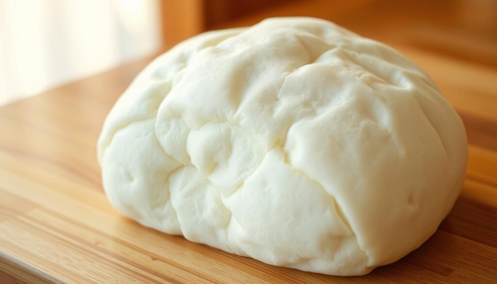 A fluffy, pillowy loaf of milky white Japanese shokupan bread, resting on a wooden table. The surface has a soft, glossy sheen, with delicate folds and swirls across the slightly domed top. Warm, diffused lighting from the side casts gentle shadows, highlighting the bread's airy, cloud-like texture. The background is blurred, keeping the focus on the exquisitely baked loaf. A sense of comfort and homemade goodness radiates from the image, inviting the viewer to imagine the tender, sweet taste and irresistible aroma of this artisanal Japanese milk bread. A fluffy, pillowy loaf of milky white Japanese shokupan bread, resting on a wooden table. The surface has a soft, glossy sheen, with delicate folds and swirls across the slightly domed top. Warm, diffused lighting from the side casts gentle shadows, highlighting the bread's airy, cloud-like texture. The background is blurred, keeping the focus on the exquisitely baked loaf. A sense of comfort and homemade goodness radiates from the image, inviting the viewer to imagine the tender, sweet taste and irresistible aroma of this artisanal Japanese milk bread.