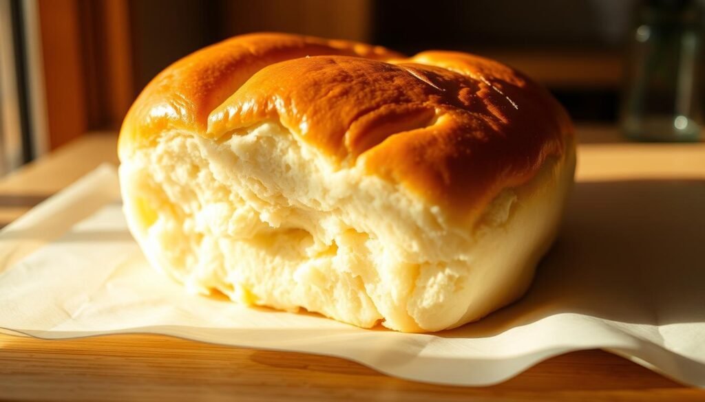 Pillowy, soft Japanese milk bread, with a tender, cloud-like crumb and a lightly golden, glossy crust. Illuminated by warm, natural lighting, casting gentle shadows that accentuate the bread's pillowy texture. Photographed from a low angle, showcasing the bread's height and inviting, fluffy appearance. The scene exudes a cozy, comforting atmosphere, perfectly capturing the essence of this unique and beloved Japanese specialty. Pillowy, soft Japanese milk bread, with a tender, cloud-like crumb and a lightly golden, glossy crust. Illuminated by warm, natural lighting, casting gentle shadows that accentuate the bread's pillowy texture. Photographed from a low angle, showcasing the bread's height and inviting, fluffy appearance. The scene exudes a cozy, comforting atmosphere, perfectly capturing the essence of this unique and beloved Japanese specialty.