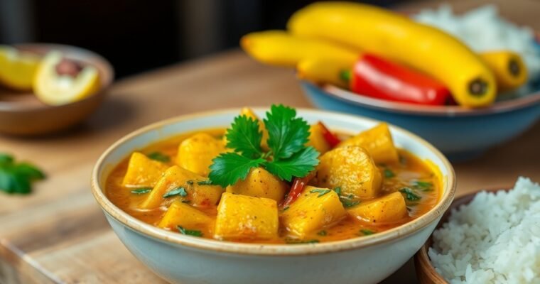 Traditional Caribbean Plantain Curry (Vegan)