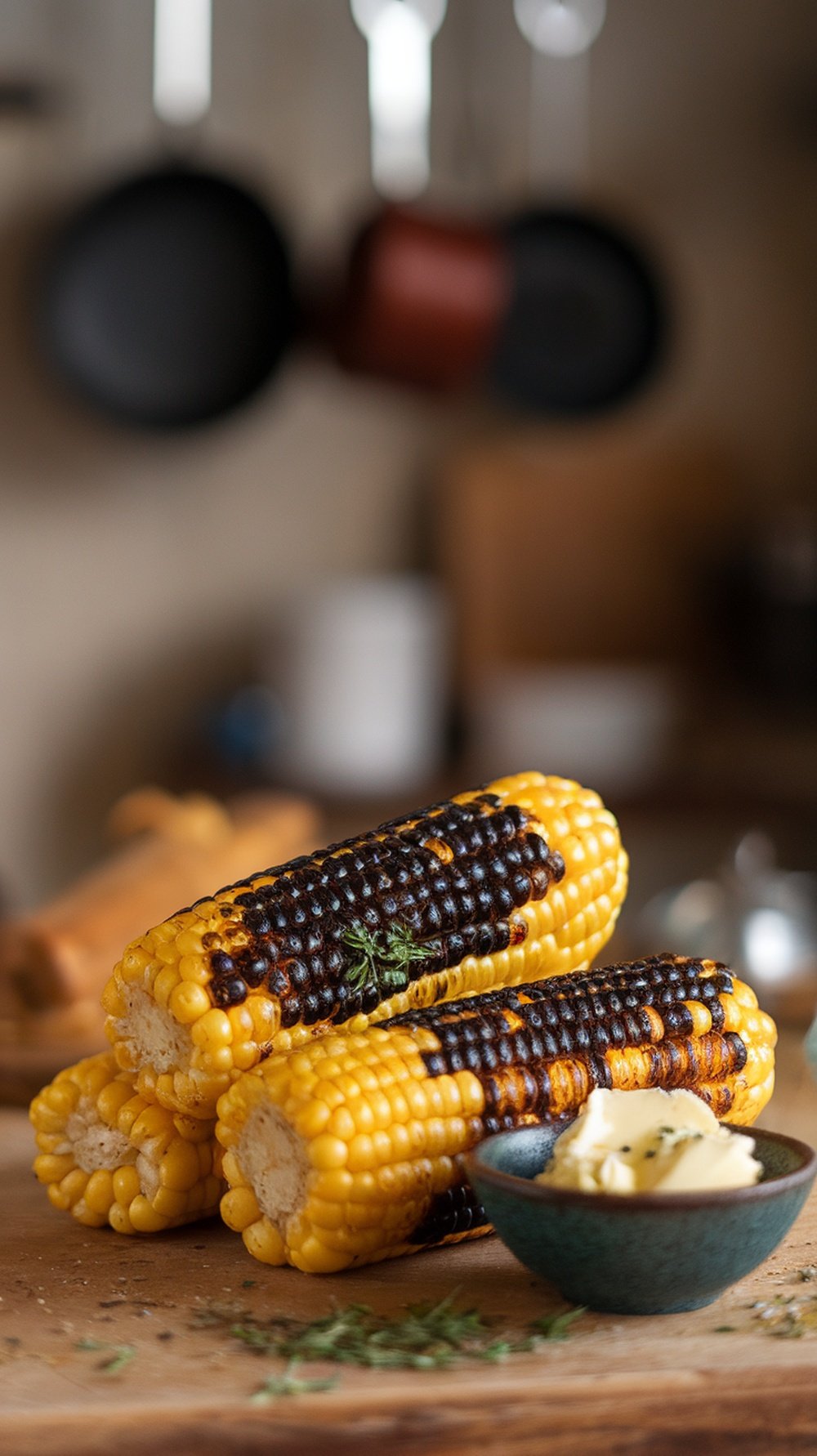 Air fryer corn on the cob with butter and herbs