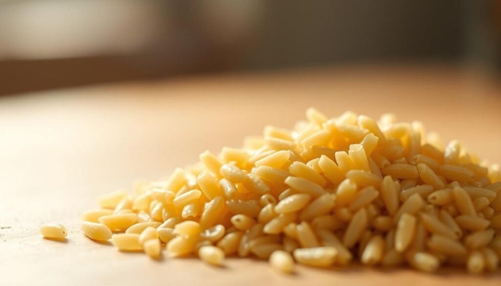 A close-up shot of a small, delicate pile of orzo pasta, each grain resembling a miniature grain of rice. The orzo is bathed in soft, warm lighting, casting gentle shadows and highlights that accentuate its smooth, elongated shape. The background is blurred, creating a sense of focus and depth, drawing the viewer's attention to the intricate details of the pasta. The overall mood is one of culinary elegance and the promise of savory, satisfying dishes to come. A close-up shot of a small, delicate pile of orzo pasta, each grain resembling a miniature grain of rice. The orzo is bathed in soft, warm lighting, casting gentle shadows and highlights that accentuate its smooth, elongated shape. The background is blurred, creating a sense of focus and depth, drawing the viewer's attention to the intricate details of the pasta. The overall mood is one of culinary elegance and the promise of savory, satisfying dishes to come.