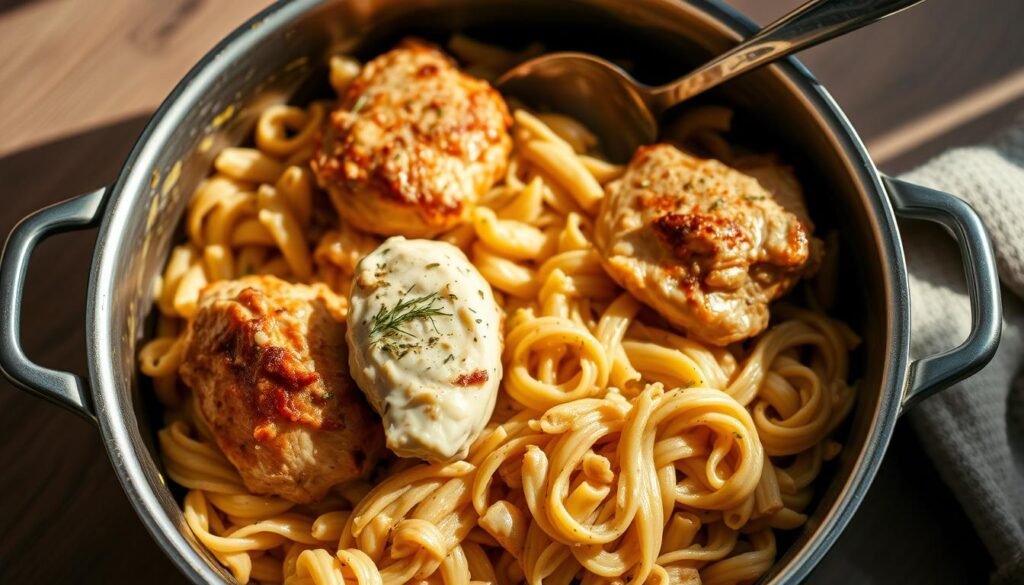 A delectable one-pot feast of tender chicken, al dente orzo, and a creamy parmesan sauce. Showcased in soft, natural lighting that highlights the dish's inviting golden hues and hearty textures. The camera captures the dish from a slight overhead angle, emphasizing the layers of ingredients and the dish's comforting, homemade aesthetic. Subtle shadows add depth, while a shallow depth of field softly blurs the background, drawing the viewer's focus to the sumptuous, mouthwatering display. An appetizing and visually enticing representation of the "One Pot Chicken and Orzo Pro Tips" section. A delectable one-pot feast of tender chicken, al dente orzo, and a creamy parmesan sauce. Showcased in soft, natural lighting that highlights the dish's inviting golden hues and hearty textures. The camera captures the dish from a slight overhead angle, emphasizing the layers of ingredients and the dish's comforting, homemade aesthetic. Subtle shadows add depth, while a shallow depth of field softly blurs the background, drawing the viewer's focus to the sumptuous, mouthwatering display. An appetizing and visually enticing representation of the "One Pot Chicken and Orzo Pro Tips" section.