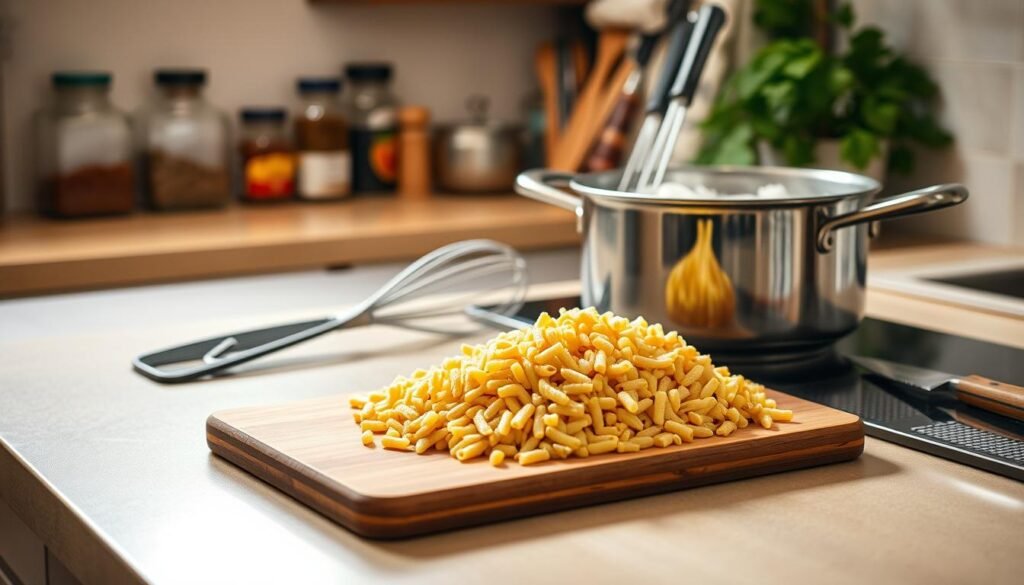 A neatly arranged kitchen counter, bathed in warm, soft lighting. On the surface, a wooden cutting board holds a pile of plump, oblong-shaped orzo pasta. Beside it, a stainless steel pot filled with simmering liquid, steam gently rising. Alongside, a selection of cooking utensils - a whisk, a ladle, and a sharp knife - hinting at the culinary process. In the background, a well-stocked spice rack and a few lush, green herbs add depth and texture to the scene. The overall atmosphere is one of focused, effortless preparation, inviting the viewer to learn the essential techniques for crafting delicious orzo one-pot dishes. A neatly arranged kitchen counter, bathed in warm, soft lighting. On the surface, a wooden cutting board holds a pile of plump, oblong-shaped orzo pasta. Beside it, a stainless steel pot filled with simmering liquid, steam gently rising. Alongside, a selection of cooking utensils - a whisk, a ladle, and a sharp knife - hinting at the culinary process. In the background, a well-stocked spice rack and a few lush, green herbs add depth and texture to the scene. The overall atmosphere is one of focused, effortless preparation, inviting the viewer to learn the essential techniques for crafting delicious orzo one-pot dishes.